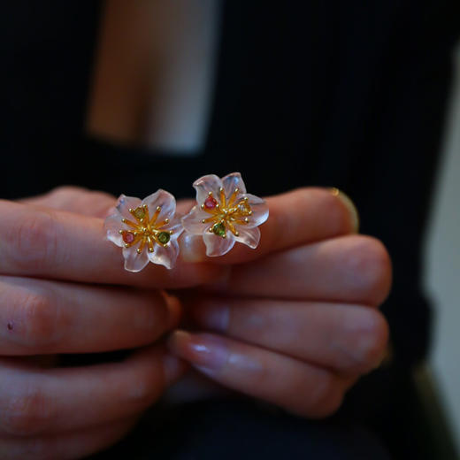 白水晶碧玺花花耳饰  zh 商品图0