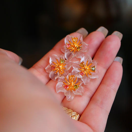 白水晶碧玺花花耳饰  zh 商品图1