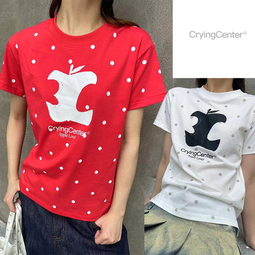CryingCenter 女款3C苹果波点正肩tee 哭喊中心 商品图1