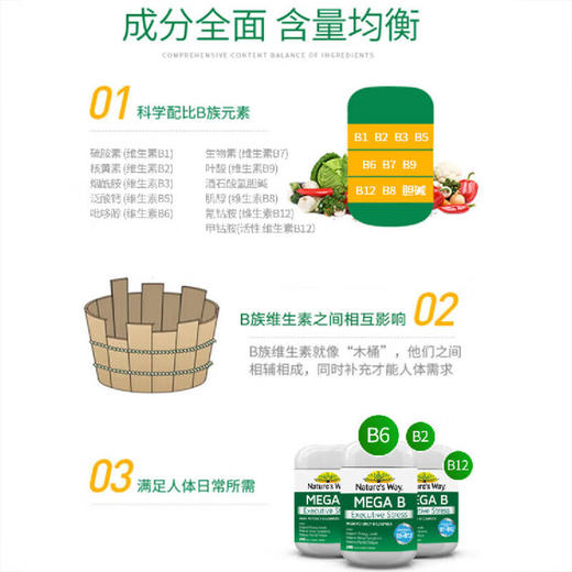 佳思敏（Nature's Way）澳萃维 复 合 维生素B族片 200粒/瓶  澳洲进口 商品图6