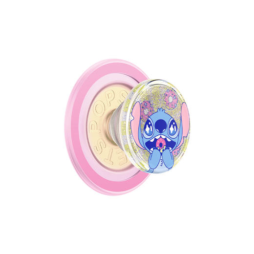 【银河甜甜圈】甜甜圈瀑布·MagSafe圆啪嗒 PopSockets X Stitch MAGSAFE磁吸手机气囊支架 Round圆啪嗒系列 粉色 史迪奇 甜甜圈 商品图0