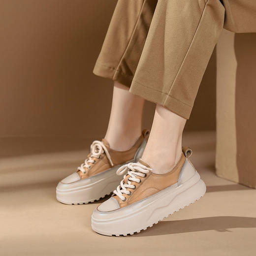 西村名物2025年秋季新款厚底增高舒适透气系带运动板鞋T25CM36088 商品图4