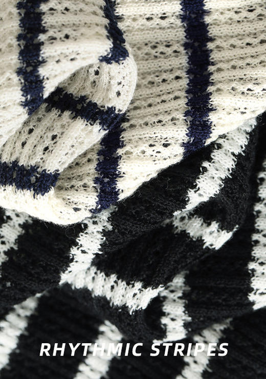 臣禾	【两色条纹T】16针莱赛尔正肩圆领休闲T恤	JZ252050122 商品图2