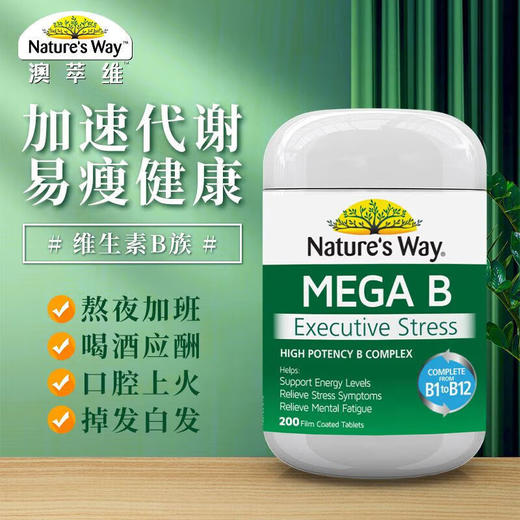 佳思敏（Nature's Way）澳萃维 复 合 维生素B族片 200粒/瓶  澳洲进口 商品图4