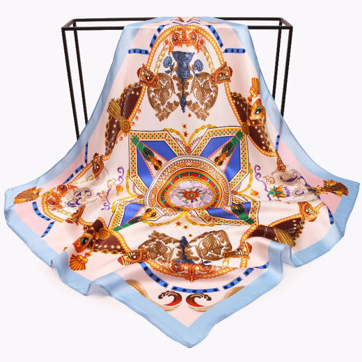 【多样屋专柜】兰之魅艺术金方巾丝巾100%优质桑蚕丝 多花色任选70*70cm 商品图3