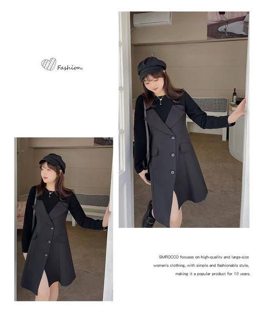  加绒款【诗铭洛可】W705（长款）连衣裙假两件撞色裙子 商品图3