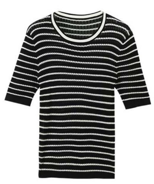 臣禾	【两色条纹T】16针莱赛尔正肩圆领休闲T恤	JZ252050122 商品图7