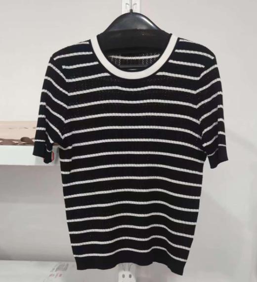 臣禾	【两色条纹T】16针莱赛尔正肩圆领休闲T恤	JZ252050122 商品图6
