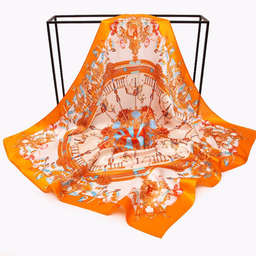 【多样屋专柜】兰之魅艺术金方巾丝巾100%优质桑蚕丝 多花色任选70*70cm 商品图2