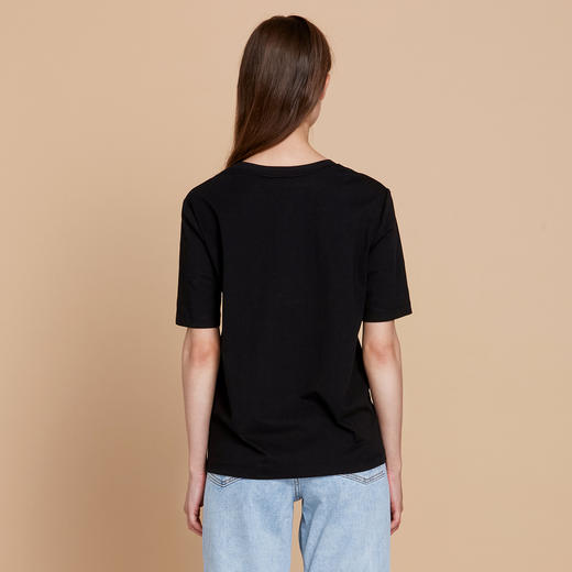 EITIE爱特爱夏季新款百搭打底舒适弹力圆领印花T恤女7702404 商品图5