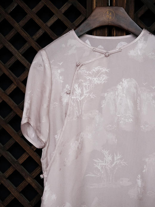 盛唐婧| 新中式圆领斜襟短袖正肩上衣 商品图4