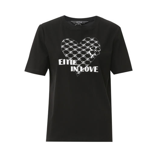 EITIE爱特爱夏季新款百搭打底舒适弹力圆领印花T恤女7702404 商品图11