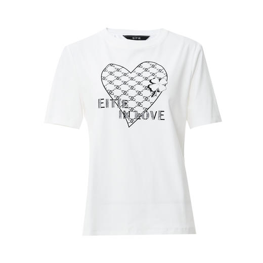 EITIE爱特爱夏季新款百搭打底舒适弹力圆领印花T恤女7702404 商品图10