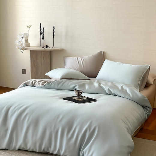 【热卖推荐】自然醒A类奥地利进口60支兰精天丝纯色双拼四件套HS 商品图4