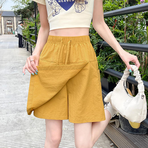 【夏季必备】【显高显瘦，时髦百搭】夏季新款女速干工装裙裤开叉设计松紧腰运动休闲五分裙裤100% 商品图4