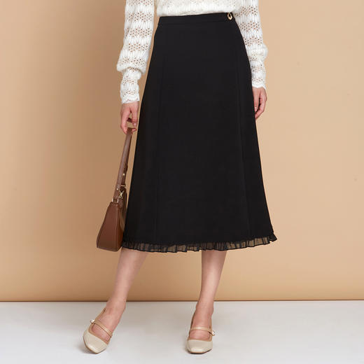 【拼接花边高腰a字半身裙】EITIE爱特爱极简通勤显瘦秋季新款C2506810 商品图3
