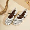 西村名物2025年夏季新款舒适透气平底编制玛丽珍单鞋洞洞鞋T25AH16571 商品缩略图4