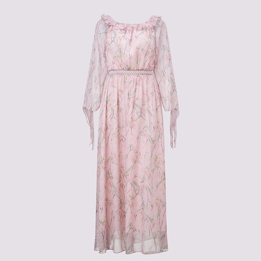 粉彩百合连衣裙收腰x型2025夏季氛围感浅藕色长裙(货号:MS86DR089E0002) 商品图4