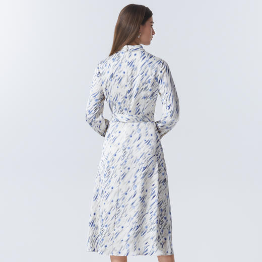 【正式感通勤连衣裙】EITIE爱特爱气质立领蓝色印花秋季新款C2507822 商品图4