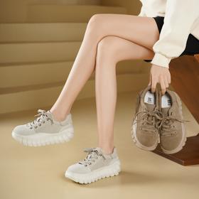 西村名物2025年春季新款舒适透气优雅百搭超轻厚底防滑系带休闲鞋勃肯鞋T25AM15591