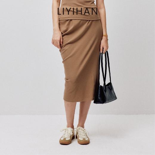 LIYIHAN序章 2025夏新款棉质修身设计针织半裙气质时尚开叉半身裙 商品图1