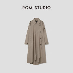 ROMI STUDIO 100%匹马棉轻薄不规则裁剪设计感风衣 RW25SWG0077