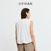 LIYIHAN清月鹊 2025夏季新款宽松白色无袖上衣高级压褶衬衫时尚 商品缩略图3
