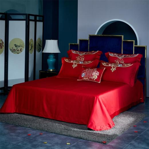 自然醒160支长绒棉臻棉系列婚庆款多件套大红色龙凤婚房全棉喜被子结婚四六十件套GDS 商品图9