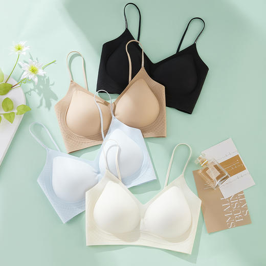 雅黛俪粉底液隐形无痕内衣细肩带一体背心文胸吊带小胸聚拢薄胸罩 商品图8