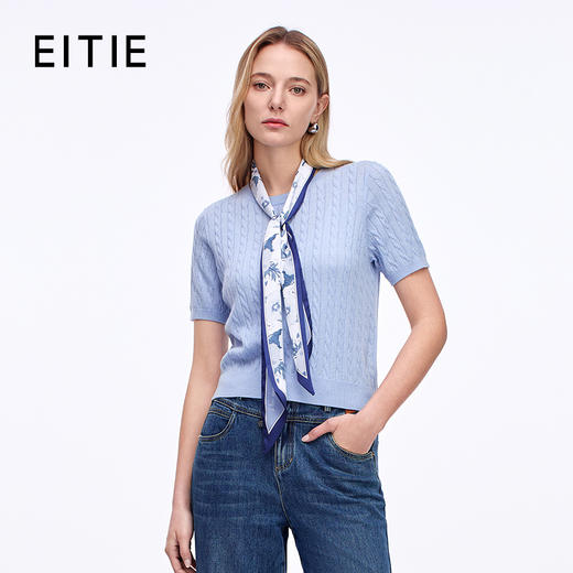 EITIE爱特爱气质通勤简约圆领修身显瘦针织衫秋新款8301001 商品图0