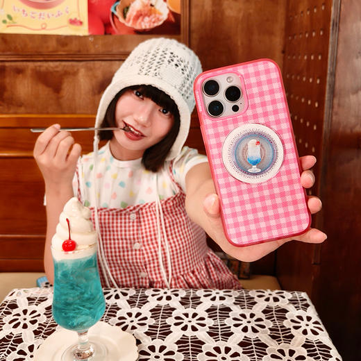 【喫茶屋】草莓粉棋盘 POPCASE手机壳 MagSafe Popcase磁吸款 粉色 格纹 iPhone16/15/14/13 商品图1