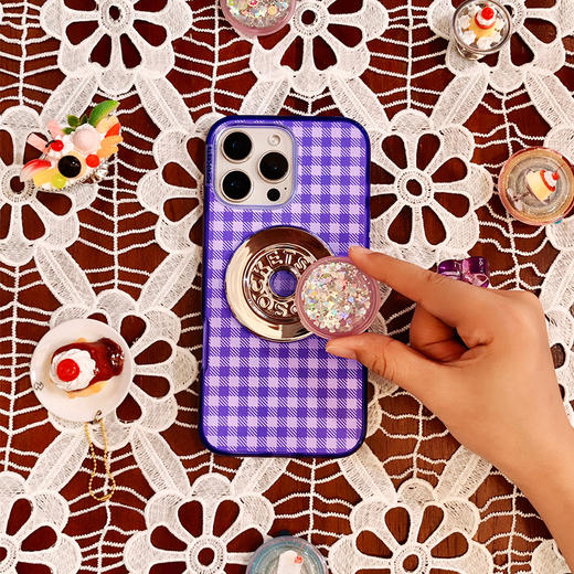 【喫茶屋】紫罗兰棋盘 POPCASE手机壳 MagSafe Popcase磁吸款 紫色 格纹 iPhone15/14/13 商品图1