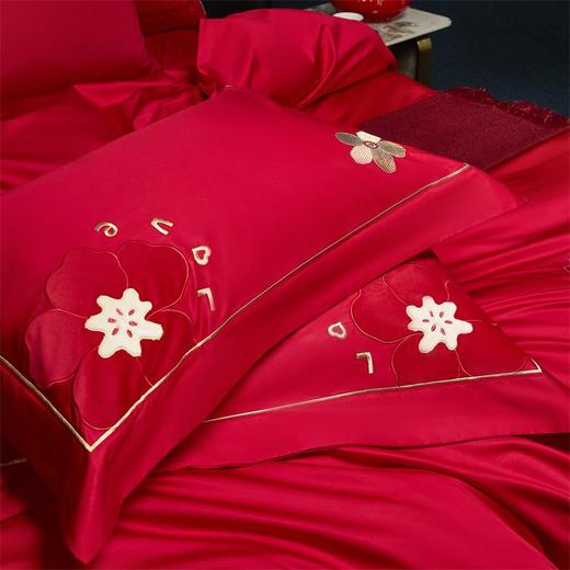 自然醒160支长绒棉臻棉系列婚庆款多件套大红色龙凤婚房全棉喜被子结婚四六十件套GDS 商品图6