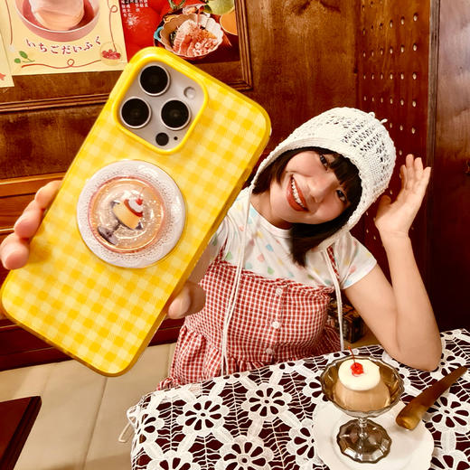 【喫茶屋】黑糖布蕾 POPGRIP泡泡骚手机粘贴式气囊支架 Glitter闪粉亮片系列 橙色 食物 商品图1