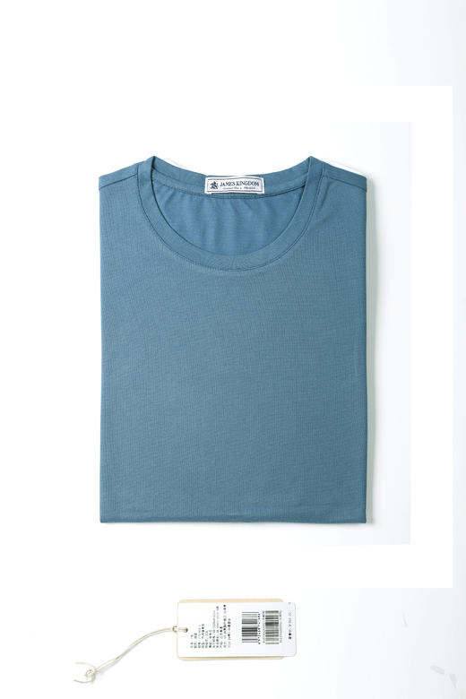 【专柜新款  含桑蚕丝圆领T恤衫】占姆士男士含桑蚕丝圆领纯色T恤衫 商品图1