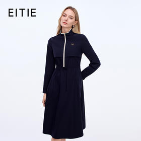 EITIE爱特爱气质立领A版显瘦通勤百搭时尚长袖连衣裙秋季新款8307004