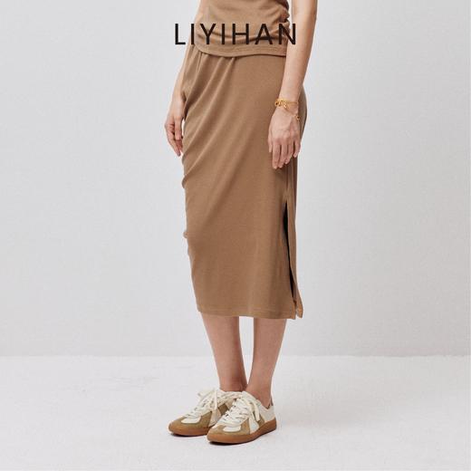 LIYIHAN序章 2025夏新款棉质修身设计针织半裙气质时尚开叉半身裙 商品图2