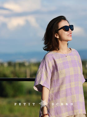 PETIT SCHAN小闪 CLO#846 Zixia Fairy 紫霞仙子 纯亚麻色织格纹小衫短袖