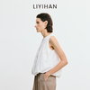 LIYIHAN清月鹊 2025夏季新款宽松白色无袖上衣高级压褶衬衫时尚 商品缩略图2