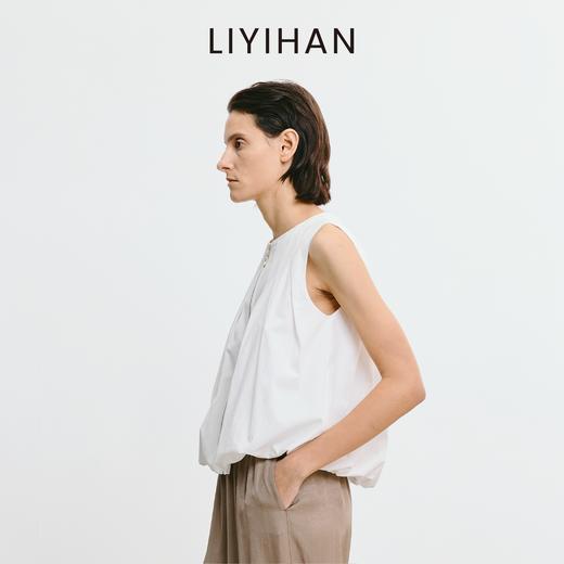 LIYIHAN清月鹊 2025夏季新款宽松白色无袖上衣高级压褶衬衫时尚 商品图2