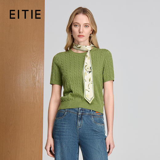 EITIE爱特爱气质通勤简约圆领修身显瘦针织衫秋新款8301001 商品图1