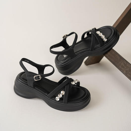 【夏季新款】西村名物2025年夏季新款舒适平跟厚底防滑沙滩凉鞋罗马凉鞋T25BG20921 商品图8