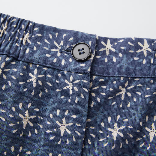 ROMI STUDIO 亚麻莱赛尔混纺文艺民族风复古印花休闲裤RWCRX64043 商品图2