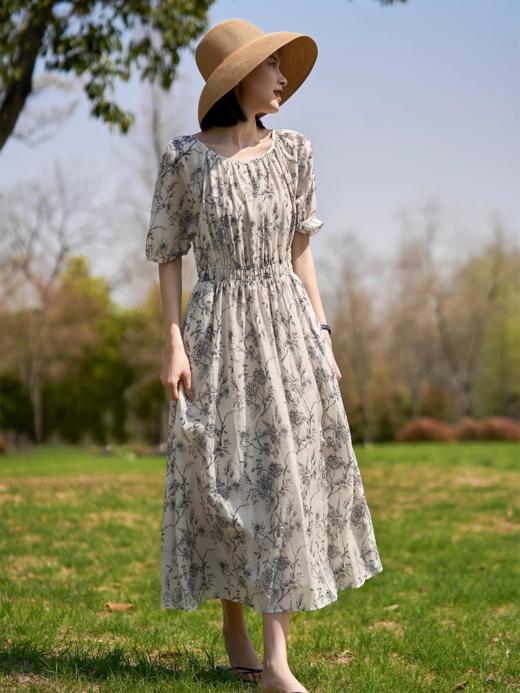 【百图lulu定制】【墨羽丹心真丝连衣裙】慵懒自由  轻薄通透 随性脱俗 真丝混纺 五分袖连衣裙 商品图6