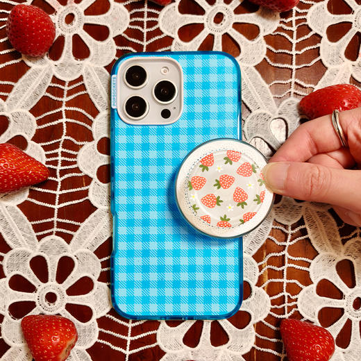 【喫茶屋】海盐蓝棋盘 POPCASE手机壳 MagSafe Popcase磁吸款 蓝色 格纹 iPhone16/15/14 商品图1