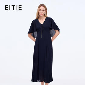 EITIE爱特爱优雅斗篷V领显瘦礼服连衣裙秋季新款8377001