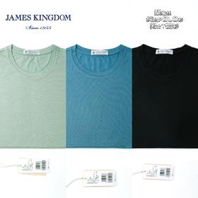 【专柜新款  含桑蚕丝圆领T恤衫】占姆士男士含桑蚕丝圆领纯色T恤衫