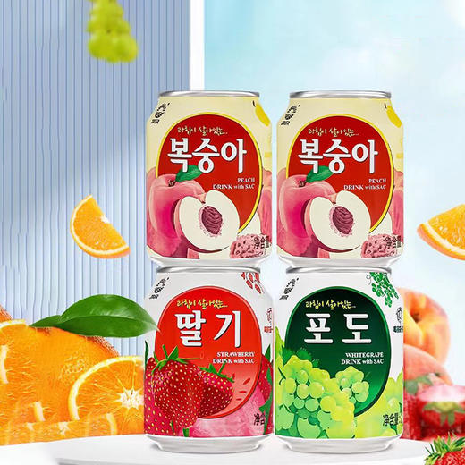 韩国进口九日牌桃  |葡萄丨草莓果汁饮料238ml/听 商品图1