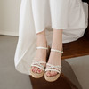 【夏季新款】西村名物2025年夏季新款舒适百搭超轻厚底小坡跟系带凉鞋T25BG20711 商品缩略图6