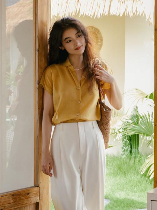 鲜果冰沙衫 天丝苎麻宽松短袖衬衫FCF2SHT081 商品图8